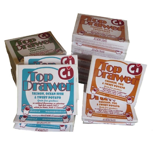 image of bundle of Top Drawer wet dog food trays for sensitive stomachs