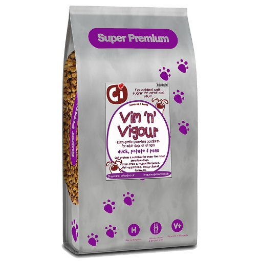 Image of Vim n Vigour natural, grain free hypoallergenic, duck & potato dog food