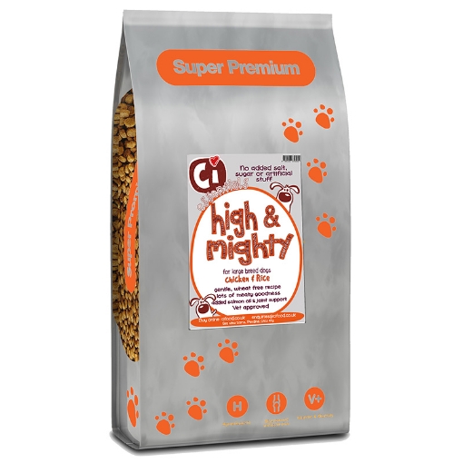 Image of High & Mighty natural, hypoallergenic chicken & rice dog food for large dogs